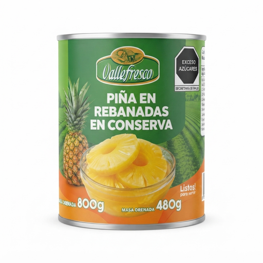 Piña Rebanadas Valle fresco 800g