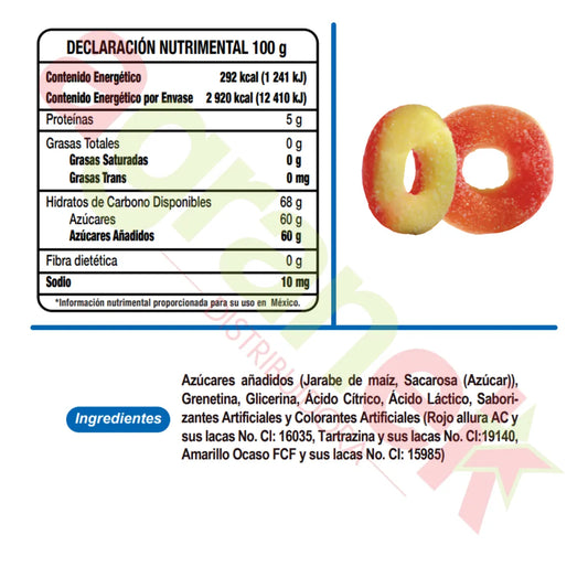 Aros de Durazno Lucky Gummys 1kg