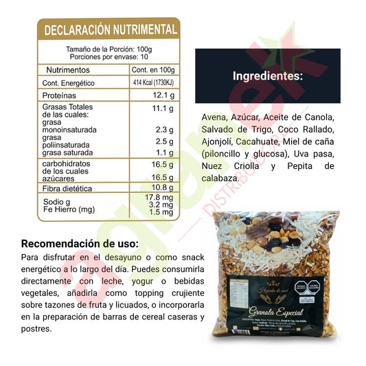 Granola Especial Hojuela De Miel De 1kg
